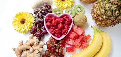 Fruit Raspberries Kiwi Watermelon Flowers Ginger Bananas Pineapple Flatlay
