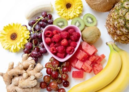 Fruit Raspberries Kiwi Watermelon Flowers Ginger Bananas Pineapple Flatlay